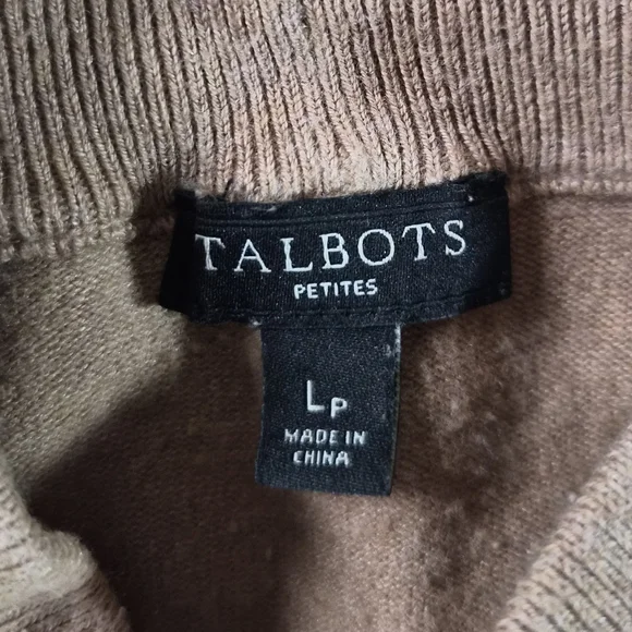 Talbots Petites Camel Tan Mock Neck Knit Sweater - Size LP - Picture 3 of 8